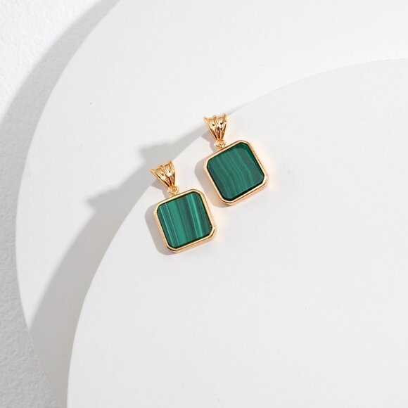 💚 Artisan Original Design Genuine Malachite Drop Earrings | Sterling Silver - Picture 1 of 6